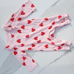 Cat & Jack Pink Baby Romper with Red Hearts 0-3m